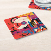 Retro Space Poster - Mars Exploration Program. Rechteckiger Pappuntersetzer (angewinkelt)