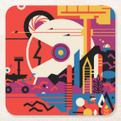 Retro Space Poster - Mars Exploration Program. Rechteckiger Pappuntersetzer (Vorderseite)