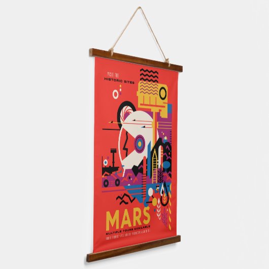 Retro Space Poster - Mars Exploration Program. Wandteppich Mit Holzrahmen (Gewinkelt)