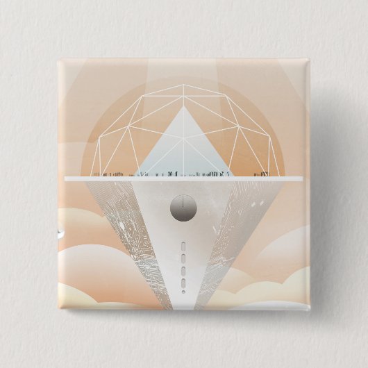 Retro Space Poster Observatory im Sonnensystem Button (Vorderseite)