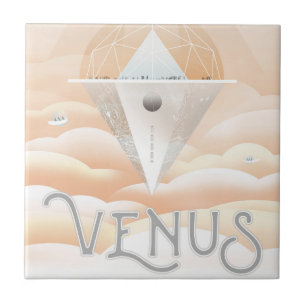 Retro Space Poster Observatory im Sonnensystem Fliese