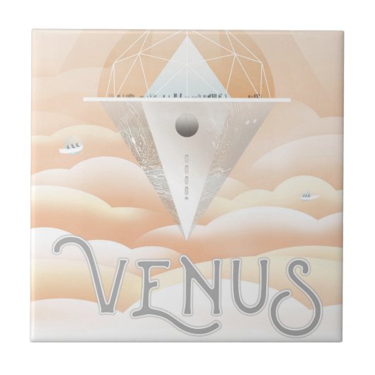 Retro Space Poster Observatory im Sonnensystem Fliese (Vorderseite)