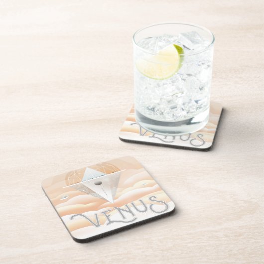 Retro Space Poster Observatory im Sonnensystem Getränkeuntersetzer (Rechte Seite)