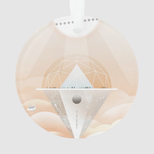 Retro Space Poster Observatory im Sonnensystem Ornament (Rückseite)