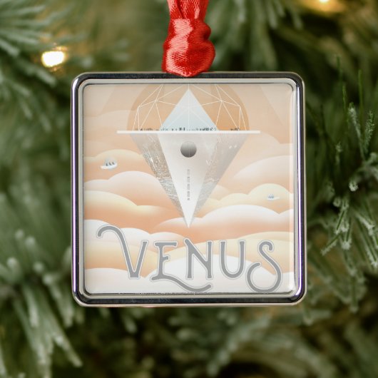 Retro Space Poster Observatory im Sonnensystem Ornament Aus Metall (Baum)