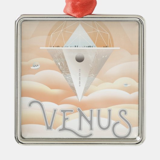 Retro Space Poster Observatory im Sonnensystem Ornament Aus Metall (Vorne)