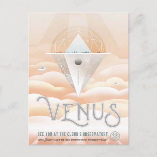 Retro Space Poster Observatory im Sonnensystem Postkarte (Vorderseite)