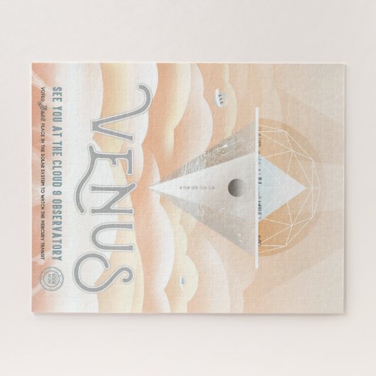 Retro Space Poster Observatory im Sonnensystem Puzzle (Horizontal)