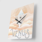 Retro Space Poster Observatory im Sonnensystem Quadratische Wanduhr (Winkel)