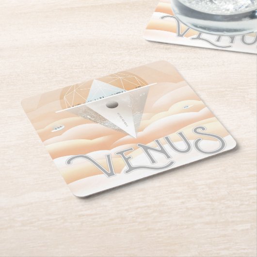 Retro Space Poster Observatory im Sonnensystem Rechteckiger Pappuntersetzer (angewinkelt)