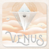 Retro Space Poster Observatory im Sonnensystem Rechteckiger Pappuntersetzer (Vorderseite)