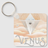 Retro Space Poster Observatory im Sonnensystem Schlüsselanhänger (Vorderseite)