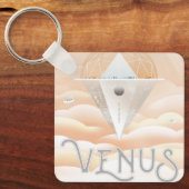 Retro Space Poster Observatory im Sonnensystem Schlüsselanhänger (Vorderseite)