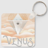 Retro Space Poster Observatory im Sonnensystem Schlüsselanhänger (Rückseite)