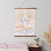 Retro Space Poster Observatory im Sonnensystem Wandteppich Mit Holzrahmen (Schlafzimmer)