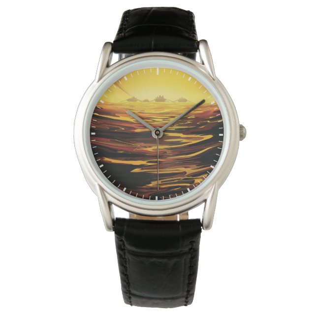 Retro Space Poster-Saturns Größter Mond, Titan. Armbanduhr (Vorderseite)