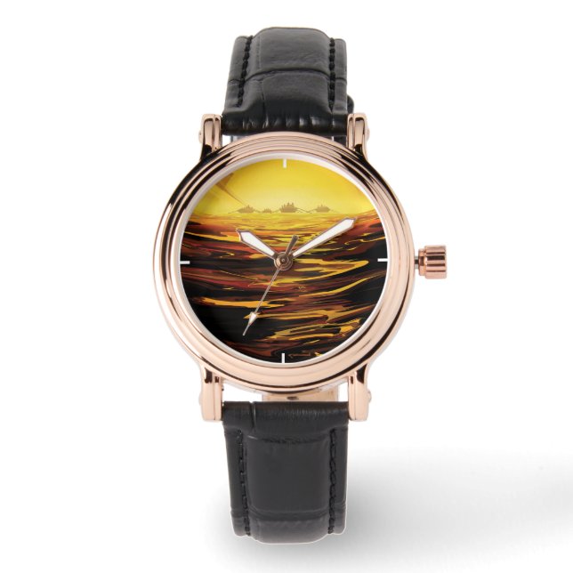 Retro Space Poster-Saturns Größter Mond, Titan. Armbanduhr (Vorderseite)