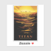 Retro Space Poster-Saturns Größter Mond, Titan. Aufkleber (Blatt)