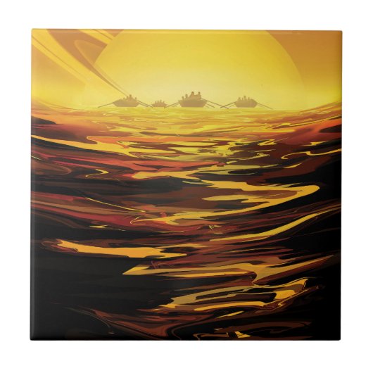 Retro Space Poster-Saturns Größter Mond, Titan. Fliese (Vorderseite)