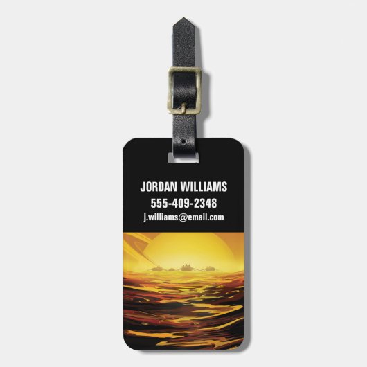 Retro Space Poster-Saturns Größter Mond, Titan. Gepäckanhänger (Vorderseite vertikal)