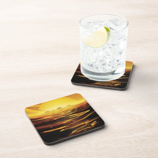 Retro Space Poster-Saturns Größter Mond, Titan. Getränkeuntersetzer (Rechte Seite)