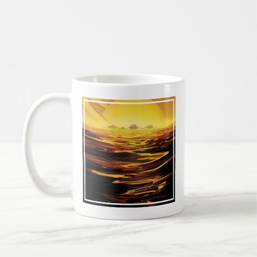 Retro Space Poster-Saturns Größter Mond, Titan. Kaffeetasse (Links)