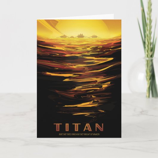 Retro Space Poster-Saturns Größter Mond, Titan. Karte (Vorderseite)