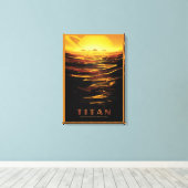 Retro Space Poster-Saturns Größter Mond, Titan. Leinwanddruck (Insitu (Holzboden))