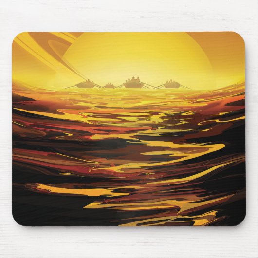 Retro Space Poster-Saturns Größter Mond, Titan. Mousepad (Vorne)