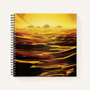 Retro Space Poster-Saturns Größter Mond, Titan. Notizblock