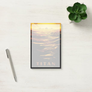 Retro Space Poster-Saturns Größter Mond, Titan. Post-it Klebezettel