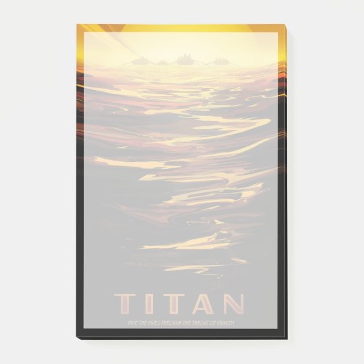 Retro Space Poster-Saturns Größter Mond, Titan. Post-it Klebezettel (Vorderseite)