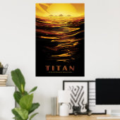 Retro Space Poster-Saturns Größter Mond, Titan. Poster (Heimbüro)