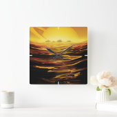 Retro Space Poster-Saturns Größter Mond, Titan. Quadratische Wanduhr (Zuhause)