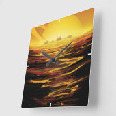 Retro Space Poster-Saturns Größter Mond, Titan. Quadratische Wanduhr (Winkel)