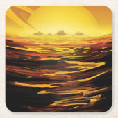 Retro Space Poster-Saturns Größter Mond, Titan. Rechteckiger Pappuntersetzer (Vorderseite)