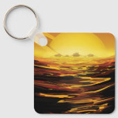 Retro Space Poster-Saturns Größter Mond, Titan. Schlüsselanhänger (Vorderseite)