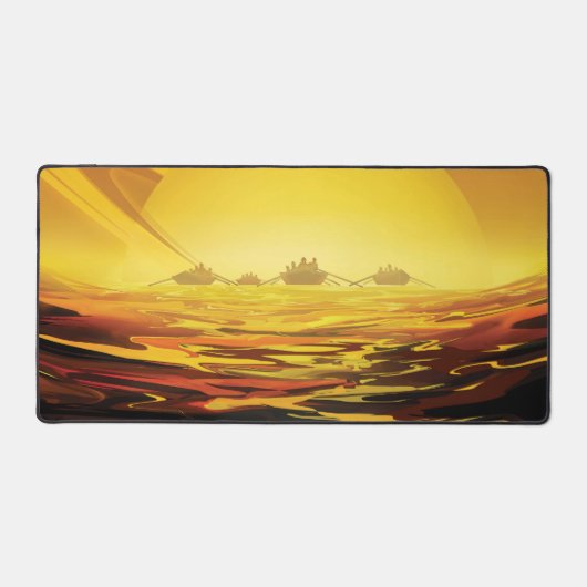 Retro Space Poster-Saturns Größter Mond, Titan. Schreibtischunterlage (Vorderseite)