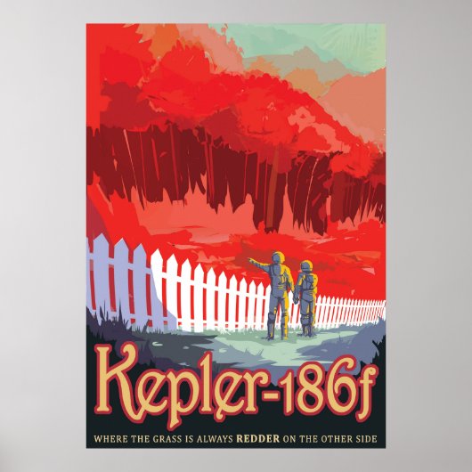 Retro Space Poster von Kepler-186f. (Vorne)