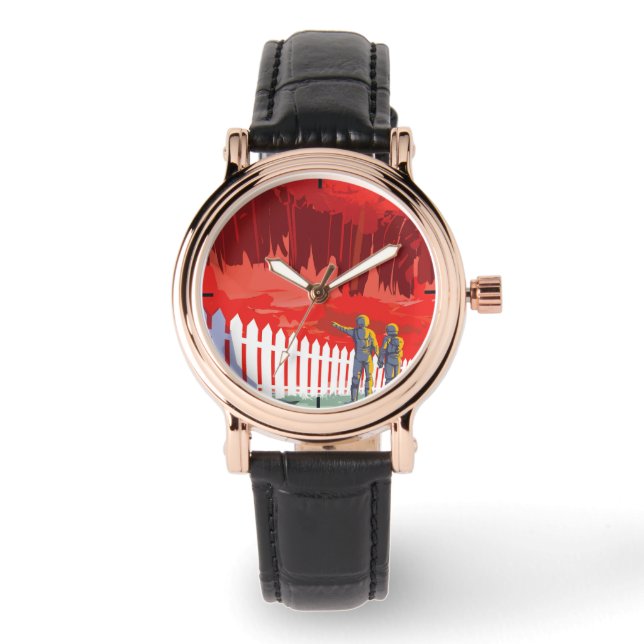 Retro Space Poster von Kepler-186f. Armbanduhr (Vorderseite)