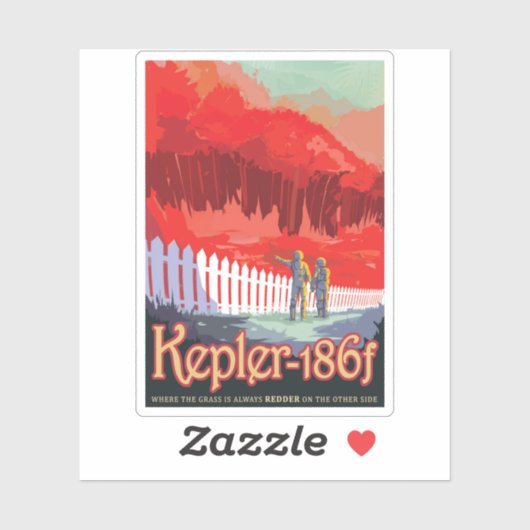 Retro Space Poster von Kepler-186f. Aufkleber (Blatt)