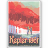 Retro Space Poster von Kepler-186f. Aufkleber (Vorderseite)