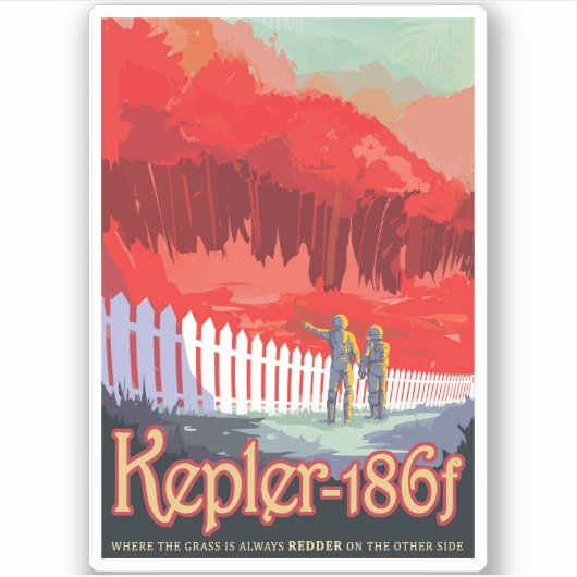 Retro Space Poster von Kepler-186f. Aufkleber (Vorderseite)