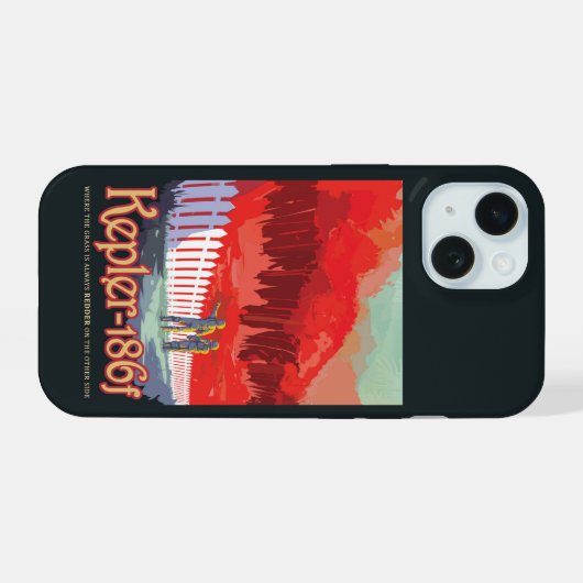 Retro Space Poster von Kepler-186f. iPhone 15 Hülle (Rückseite (Horizontal))