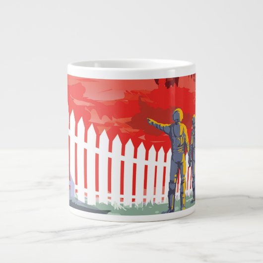 Retro Space Poster von Kepler-186f. Jumbo-Tasse (Vorderseite)