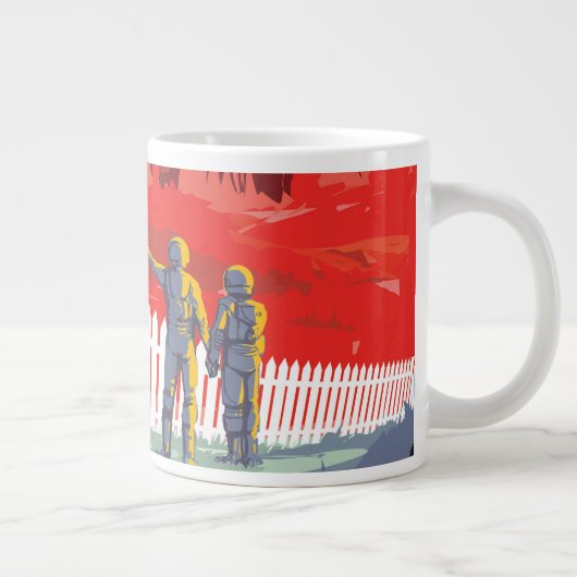 Retro Space Poster von Kepler-186f. Jumbo-Tasse (Rechts)