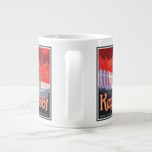 Retro Space Poster von Kepler-186f. Jumbo-Tasse (Rückseite)