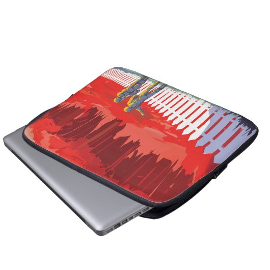 Retro Space Poster von Kepler-186f. Laptopschutzhülle (Vorne Knopf)