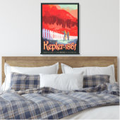 Retro Space Poster von Kepler-186f. Leinwanddruck (Insitu (Schlafzimmer))