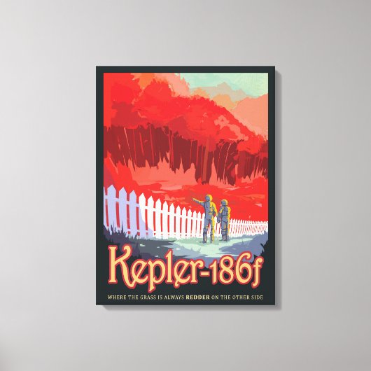 Retro Space Poster von Kepler-186f. Leinwanddruck (Vorderseite)